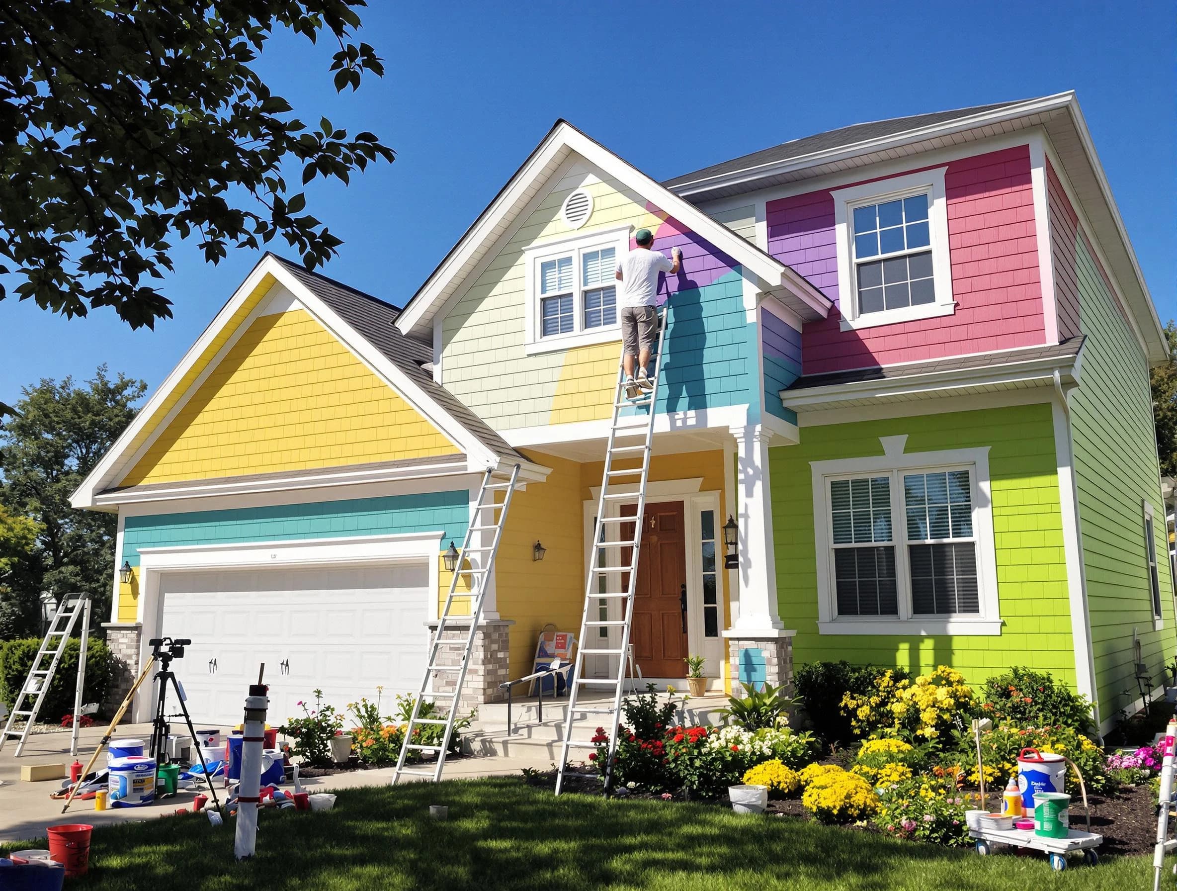 Fairview Park House Painters professionals painting a home exterior in Fairview Park, OH