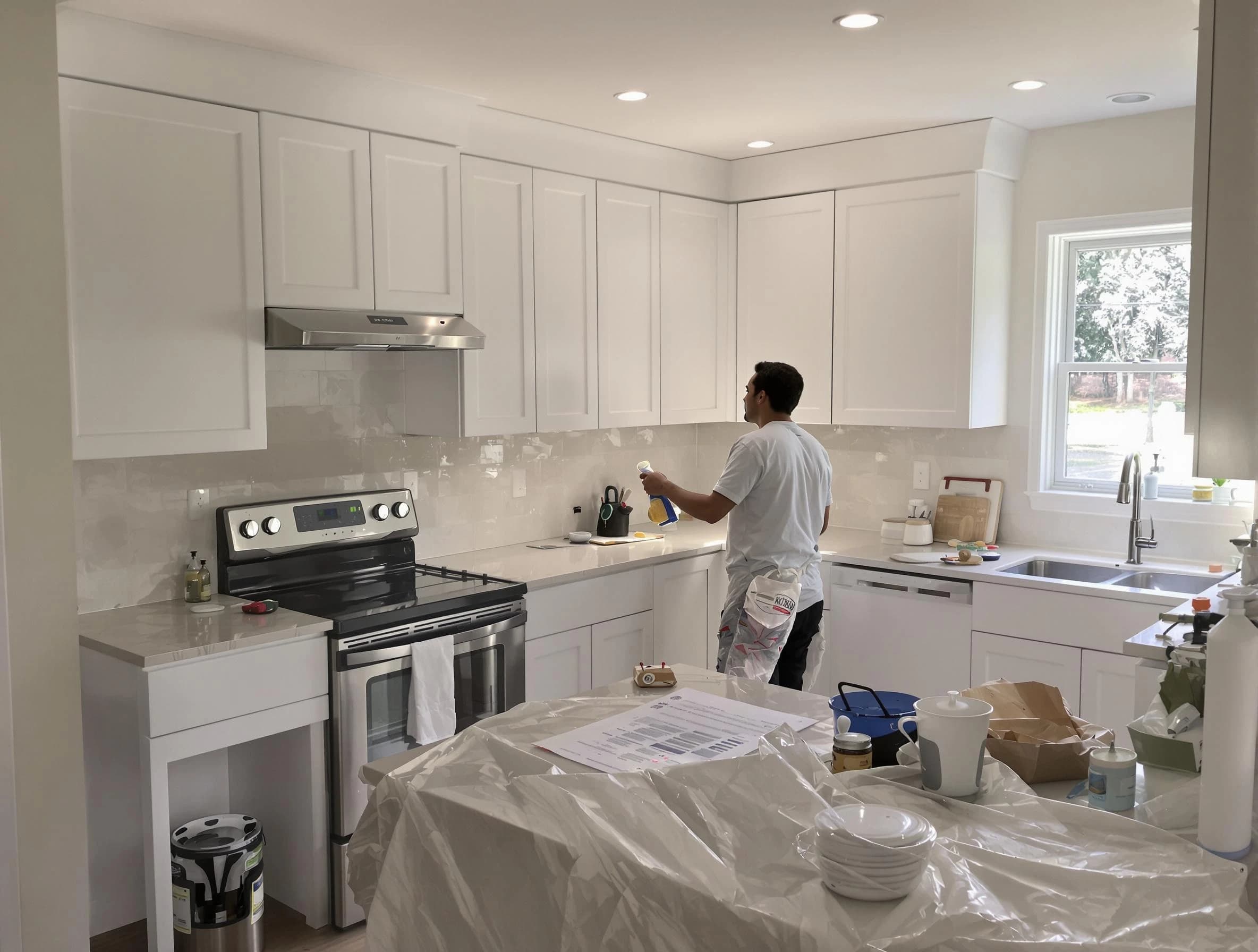 Fairview Park House Painters performing detailed kitchen painting in Fairview Park