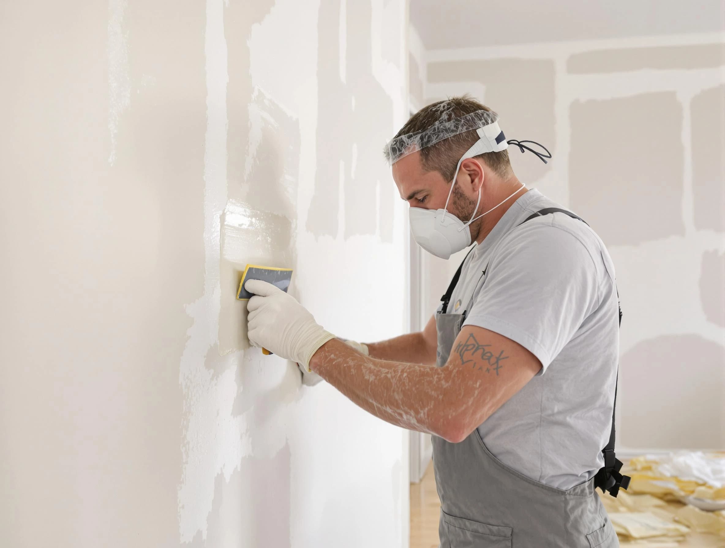 Fairview Park House Painters technician applying mud to drywall seams in Fairview Park, OH