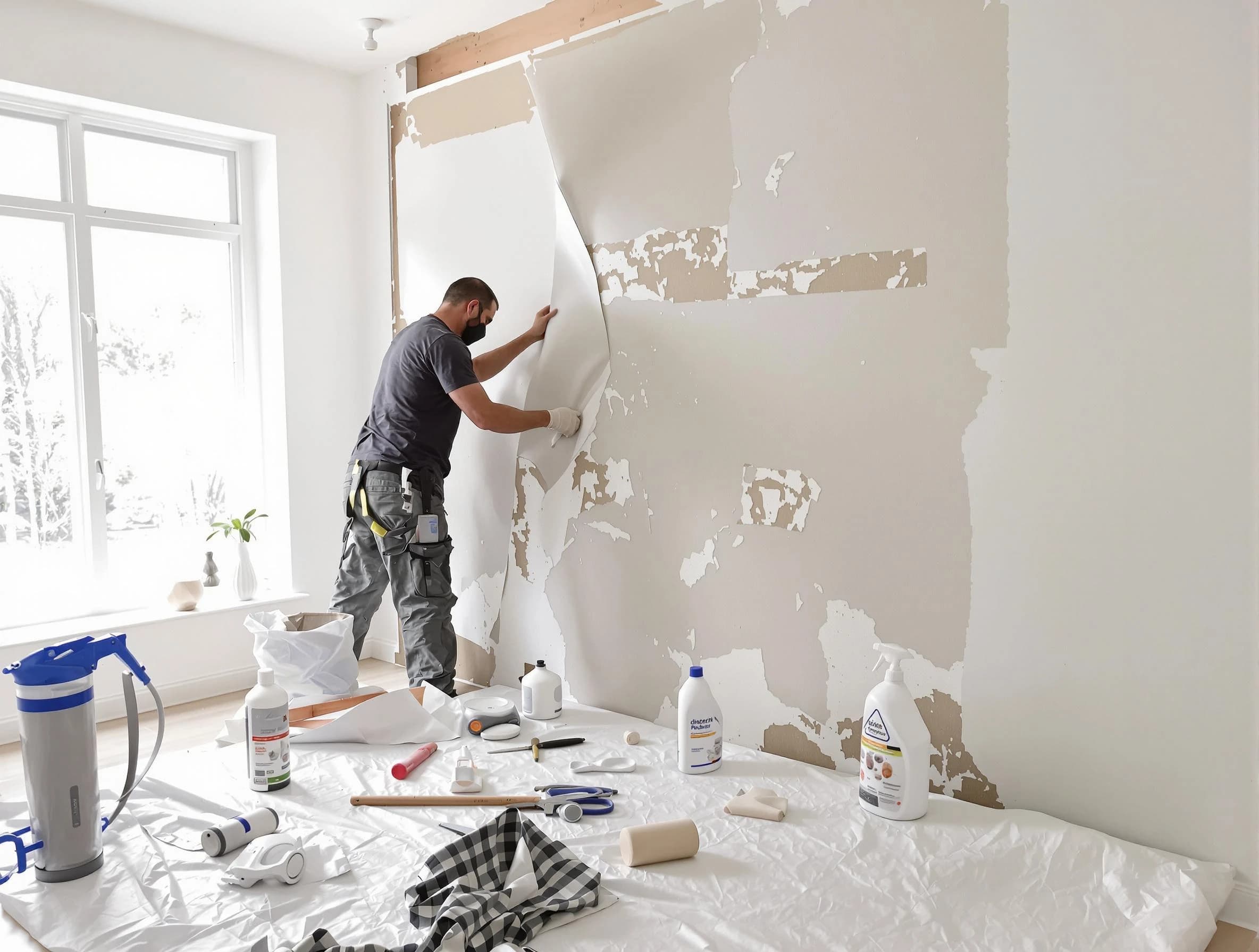 Fairview Park House Painters technician removing wallpaper in Fairview Park, OH